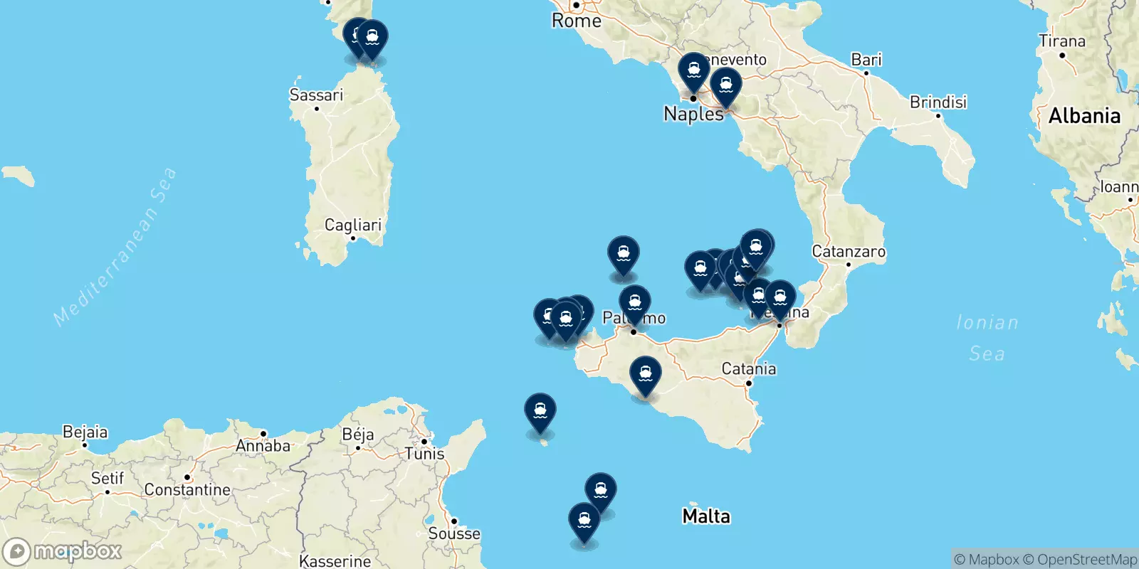 Siremar destinations map