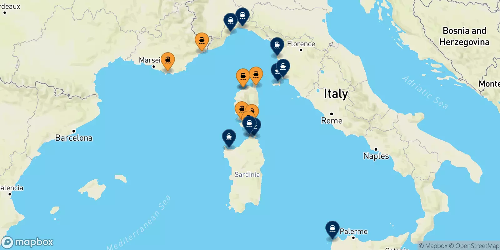 Ferries from France to Italy