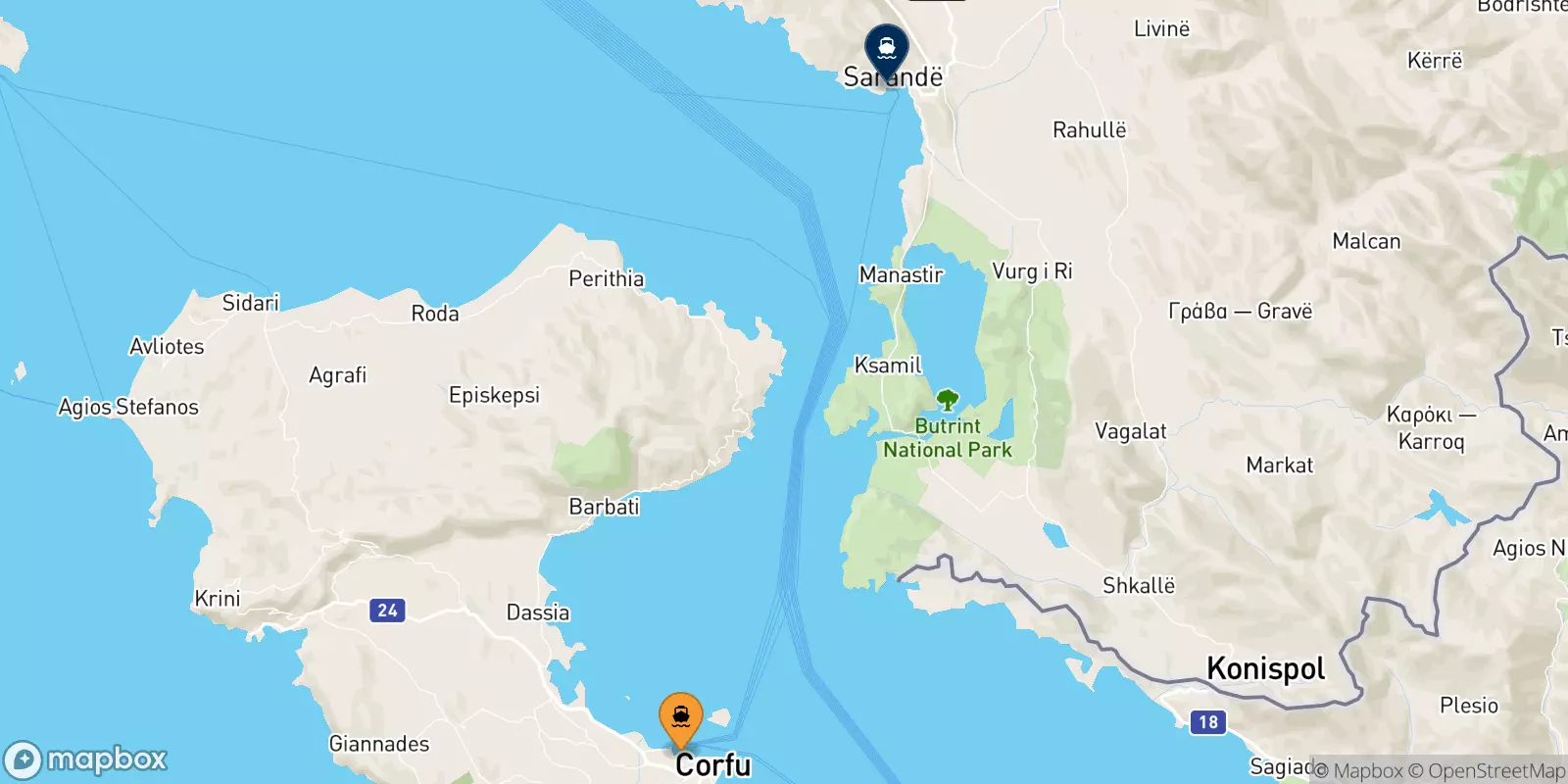 Ferries from Corfu to Saranda