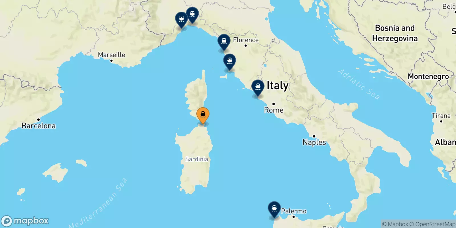 Ferries from Golfo Aranci to Italy