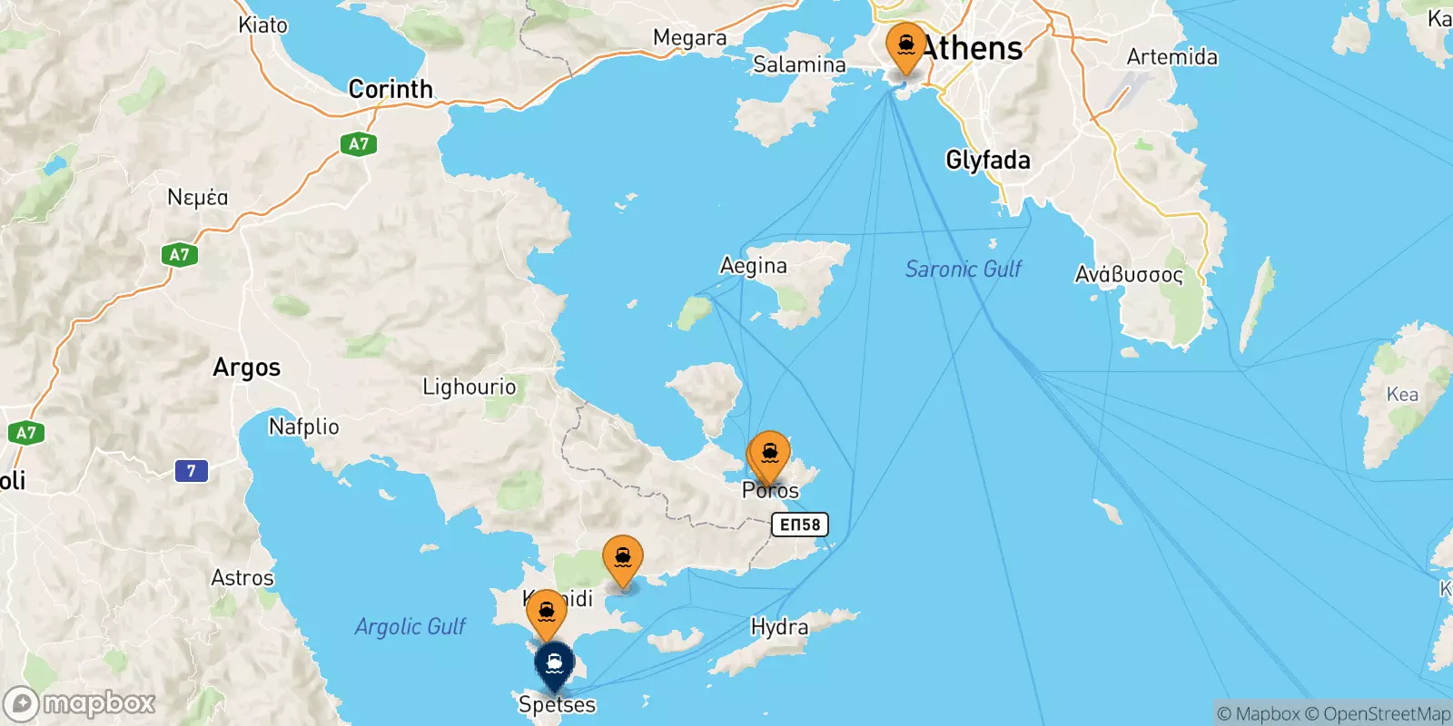 Ferries from Greece to Spetses