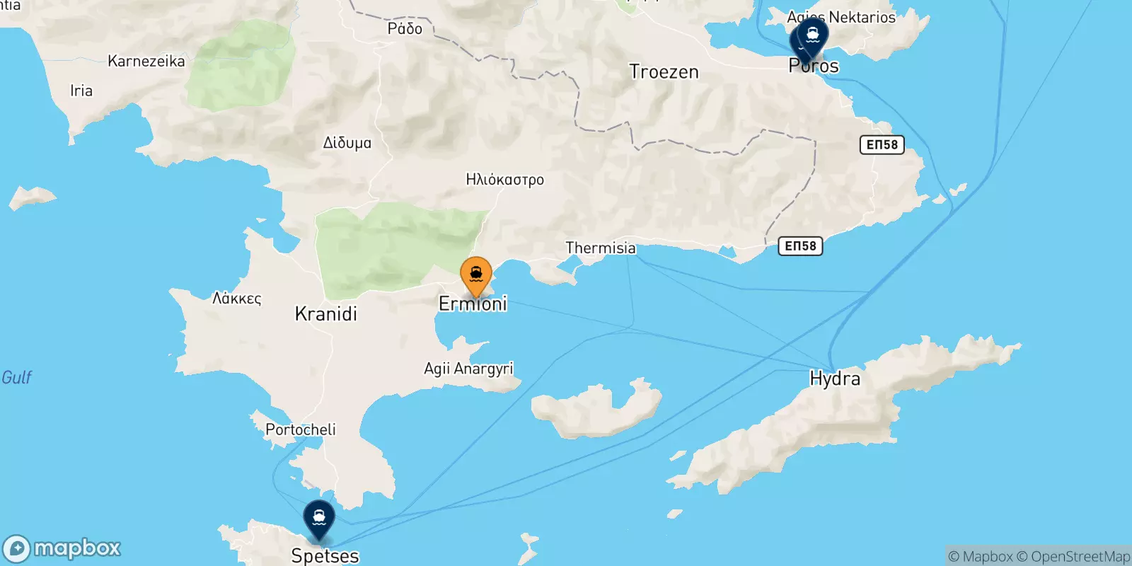 Ferries from Hermioni to the Saronic Islands