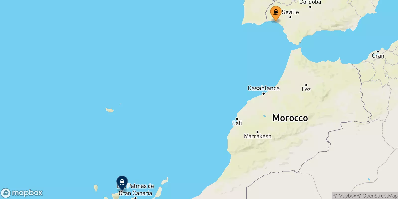 Ferries from Huelva to Santa Cruz De Tenerife