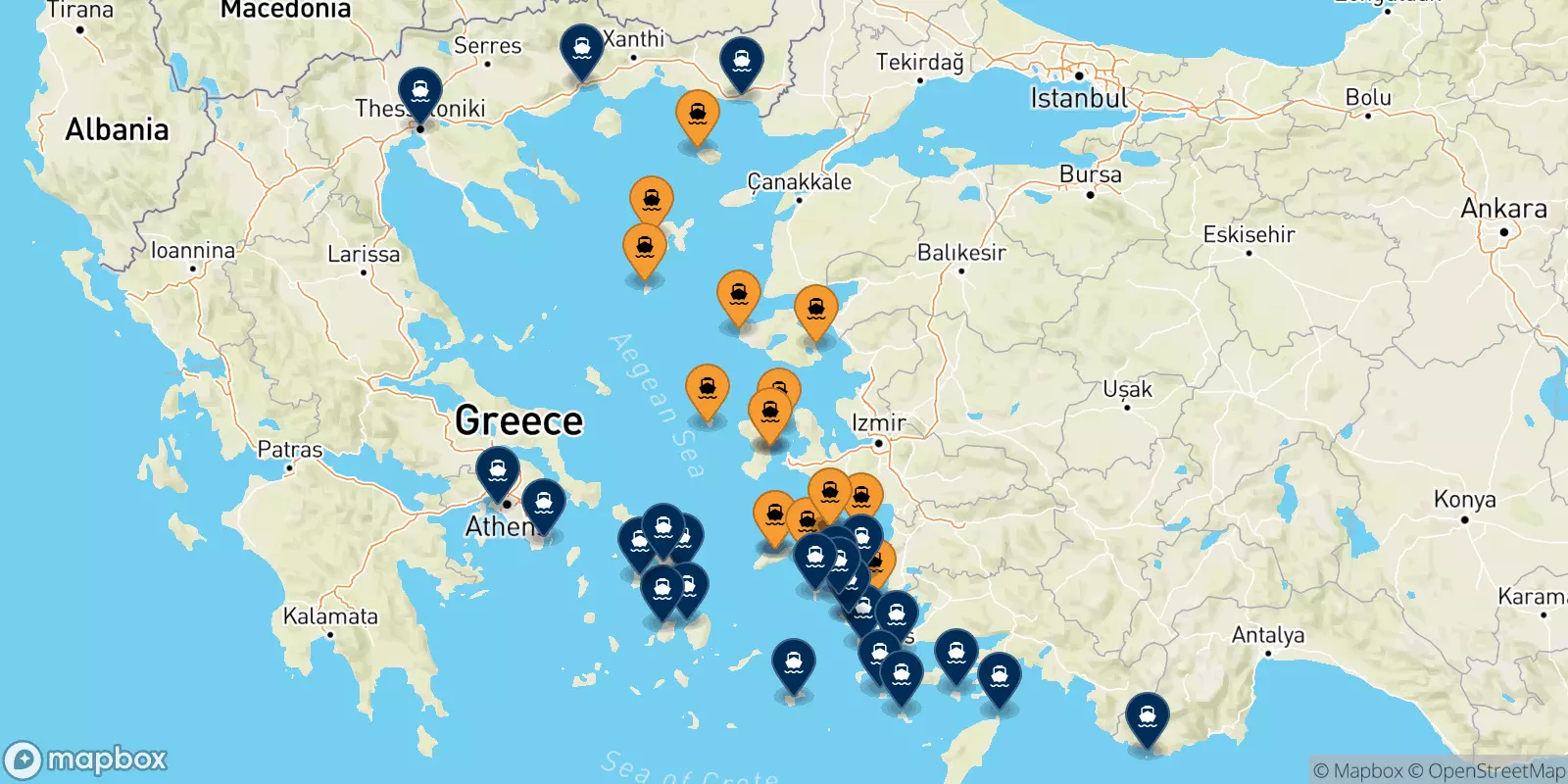 Ferries from the Aegean Islands to Greece