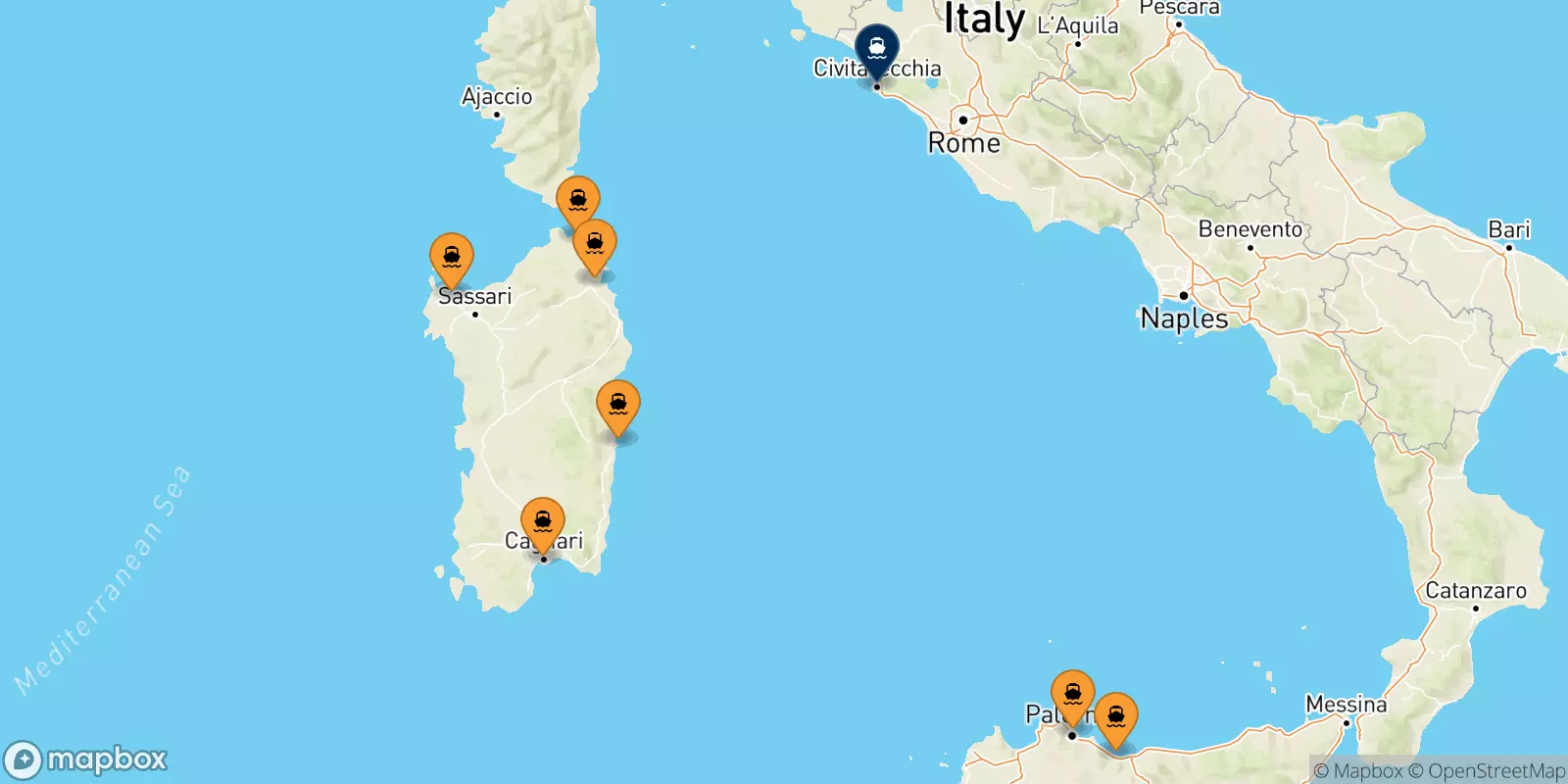 Ferries from Italy to Civitavecchia