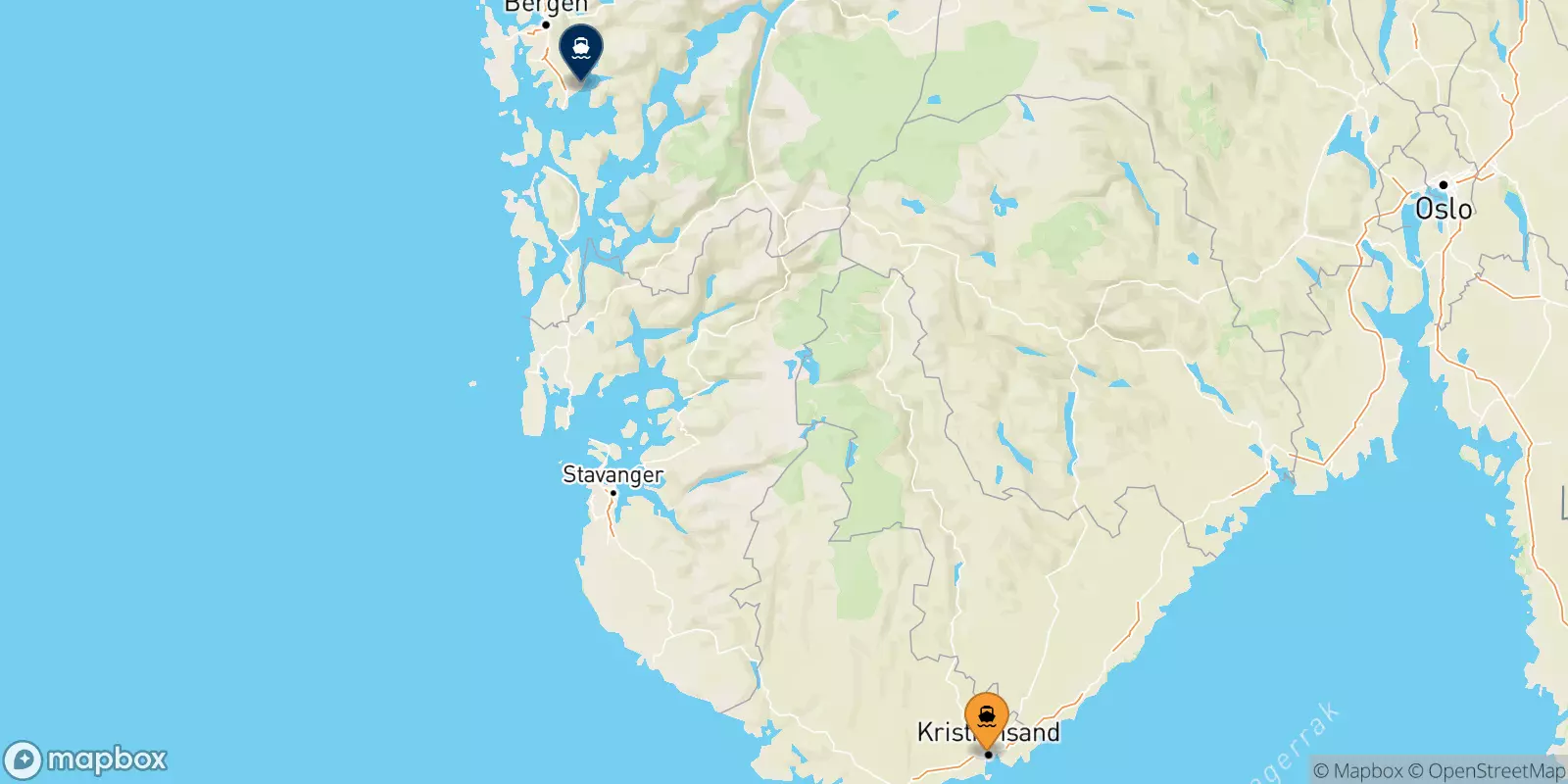 Ferries from Kristiansand to Bergen