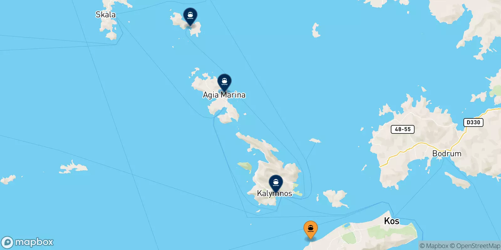 Ferries from Mastihari (Kos) to the Dodecanese Islands