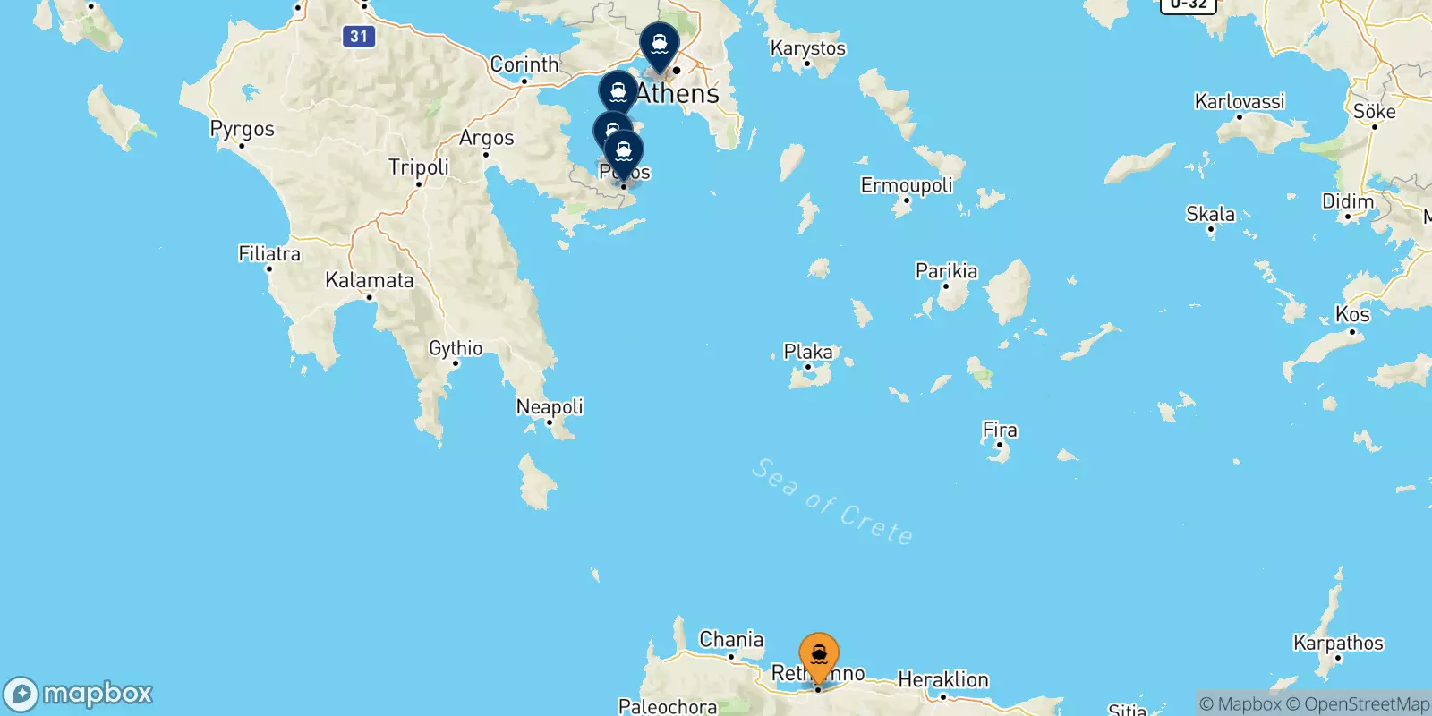 Ferries from Myli (Agistri) to Greece