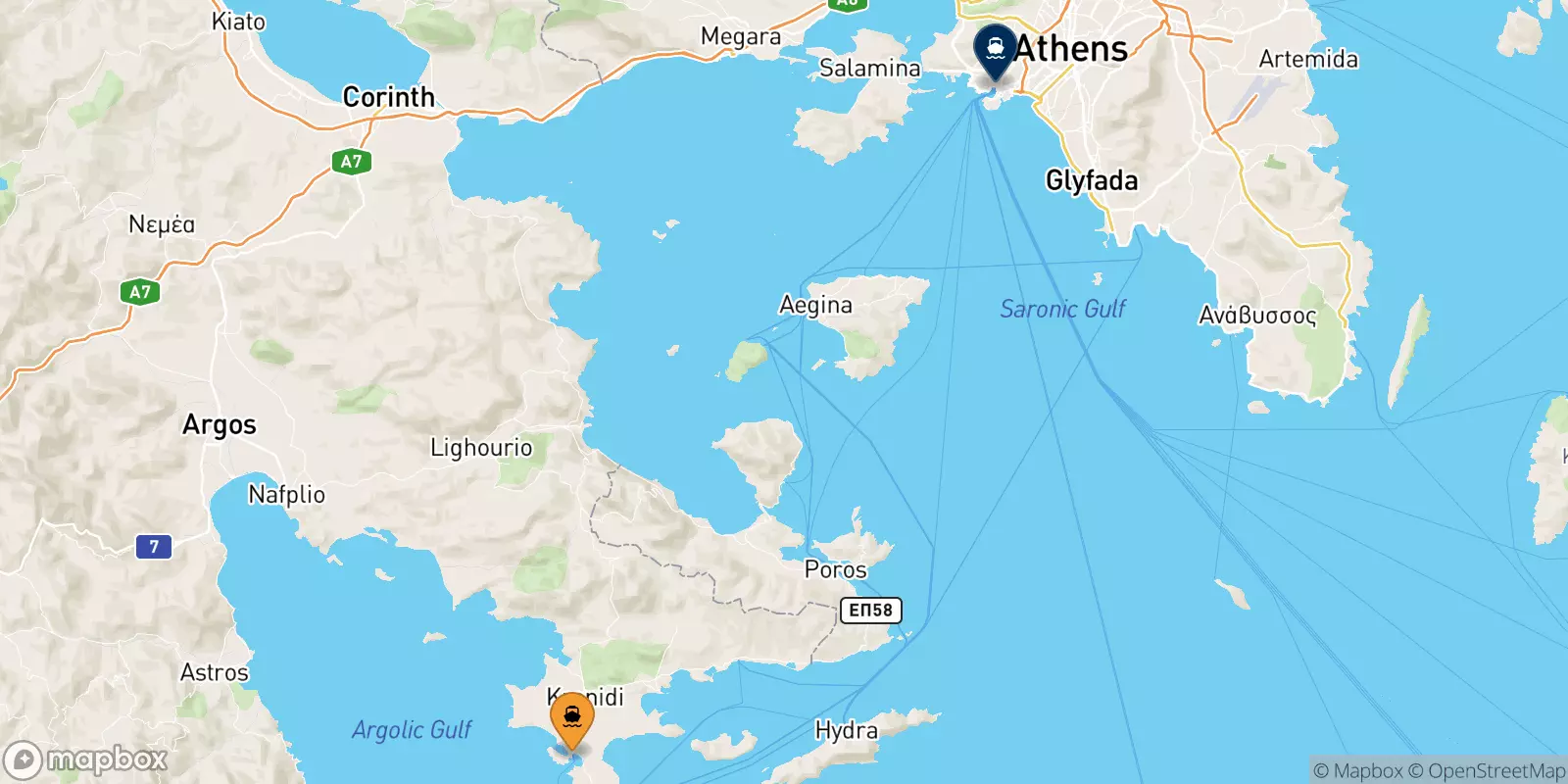 Ferries from Porto Heli to Piraeus