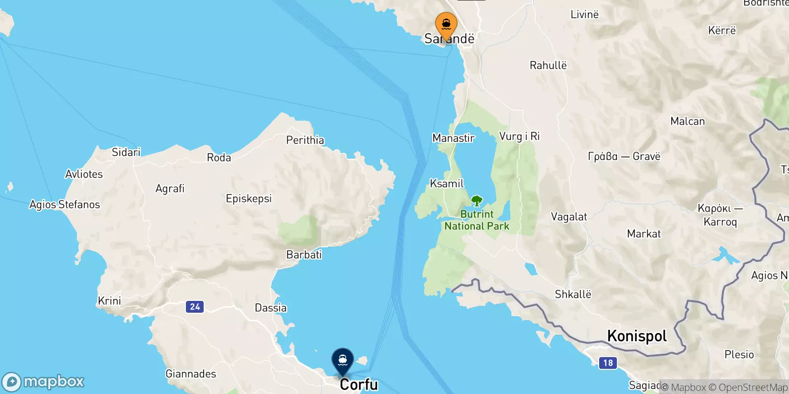 Ferries from Saranda to Greece