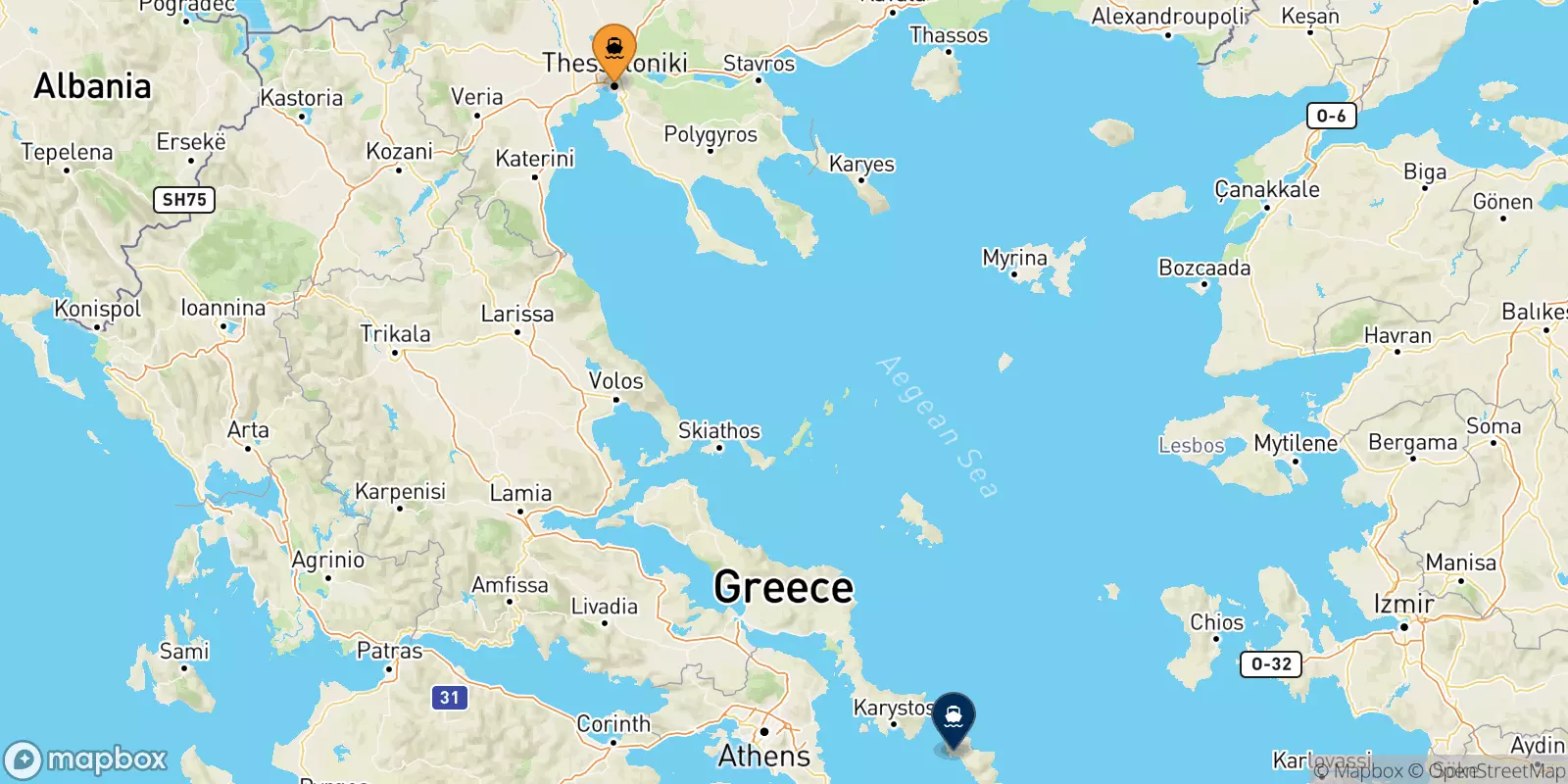 Ferries from Thessaloniki to Andros