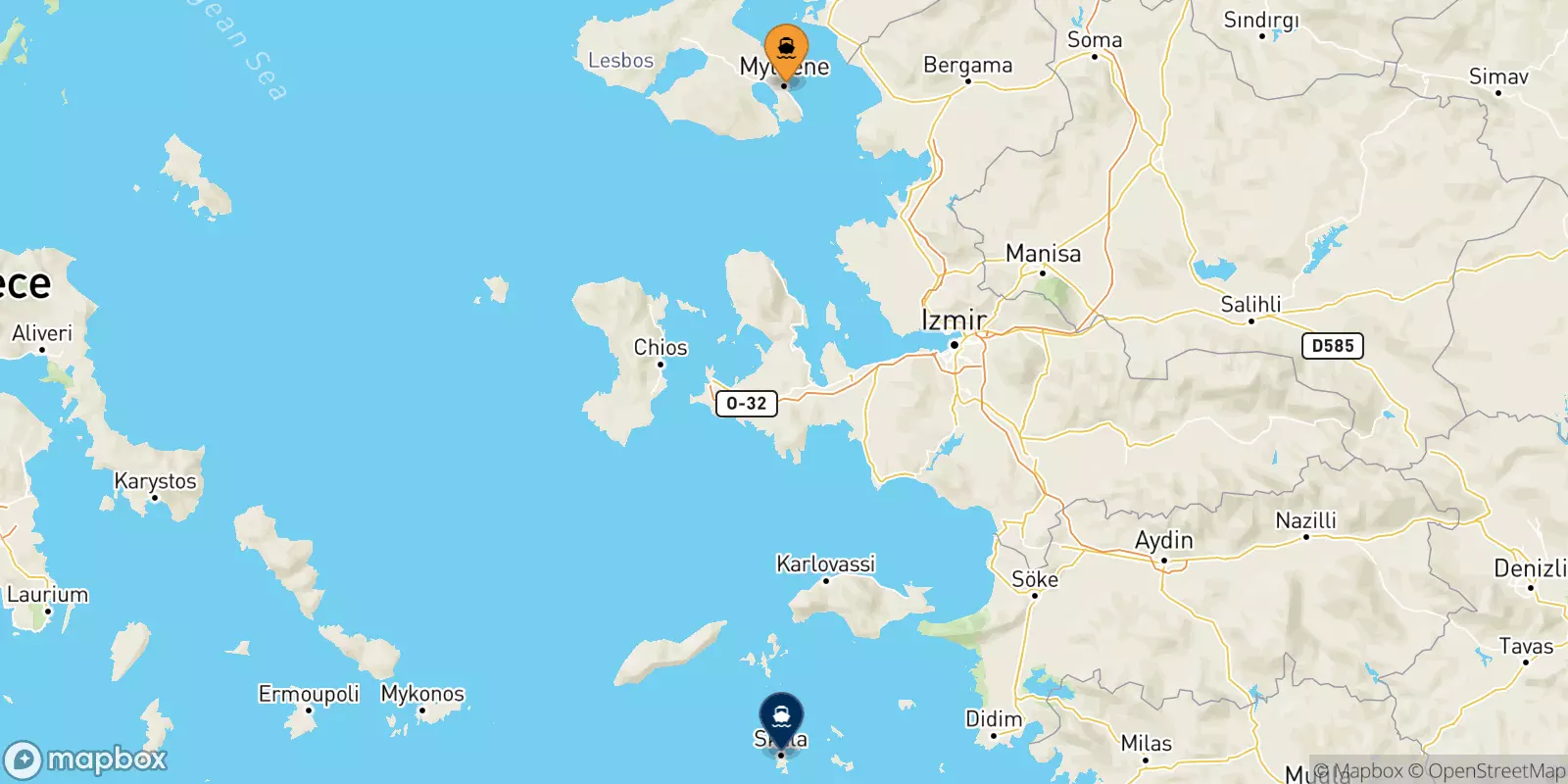 Ferries from Mytilene (Lesvos) to Patmos