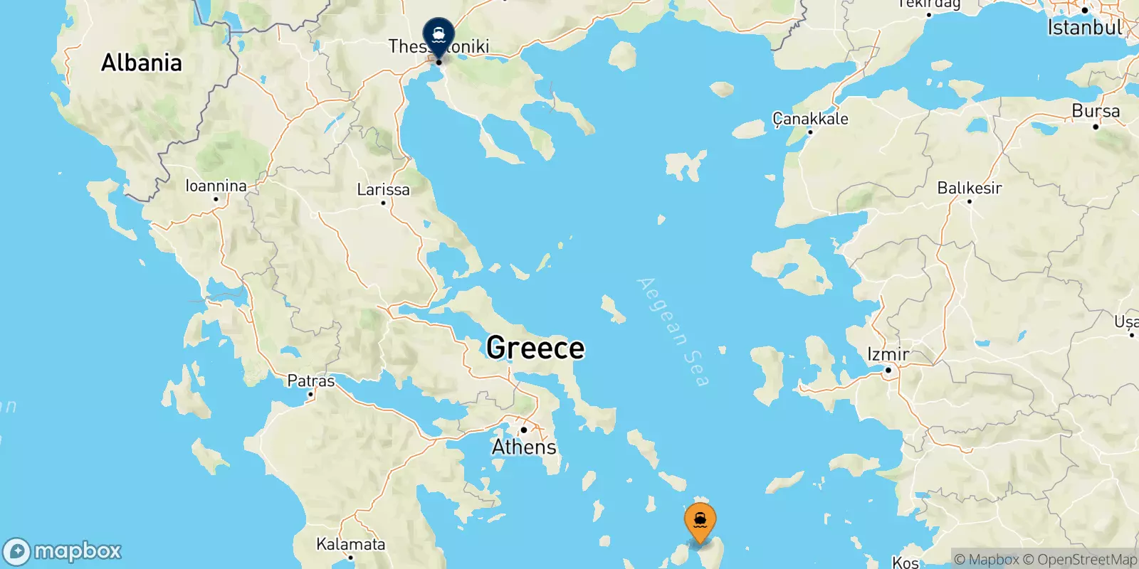 Ferries from Naxos to Thessaloniki