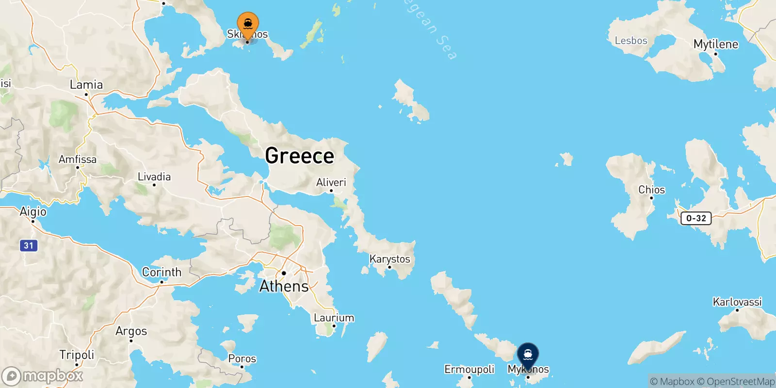 Ferries from the Sporades Islands to Mykonos