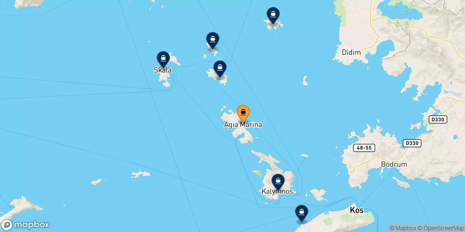 Ferries from Agia Marina (Leros) to the Dodecanese Islands