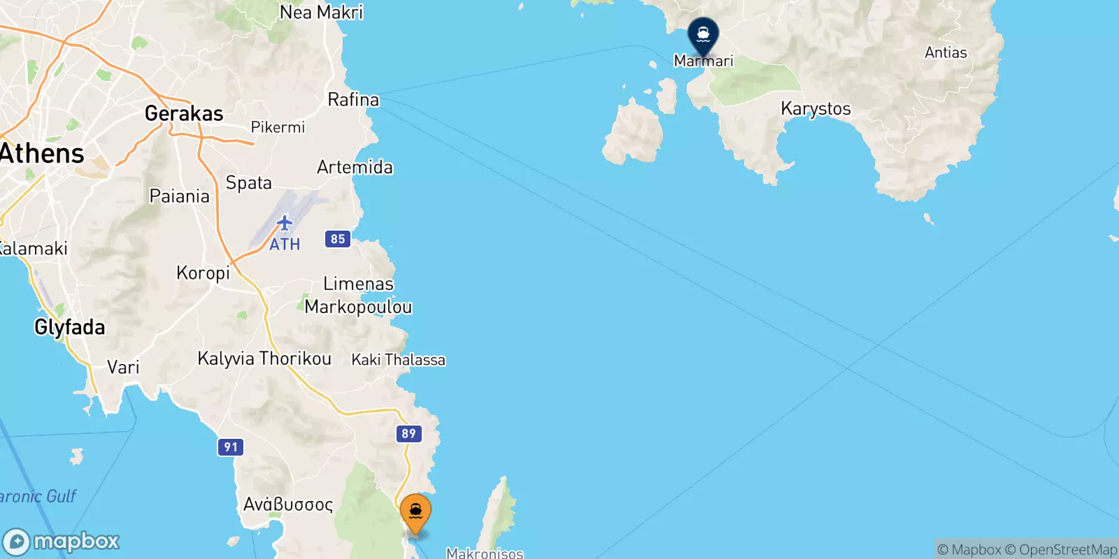 Ferries from Lavrio to Karystos