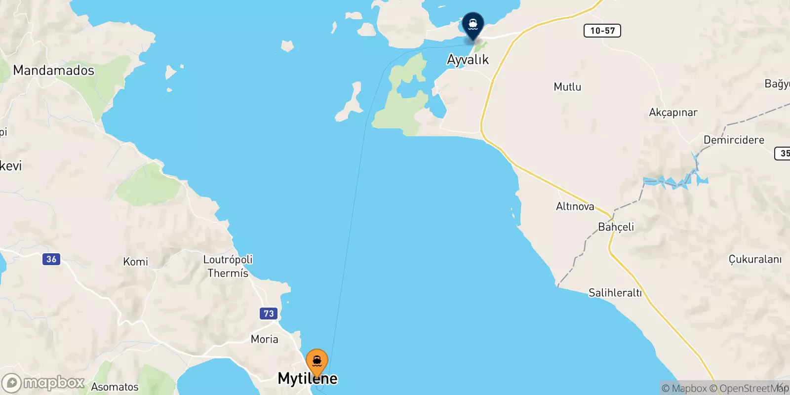 Ferries from Mytilene (Lesvos) to Turkey