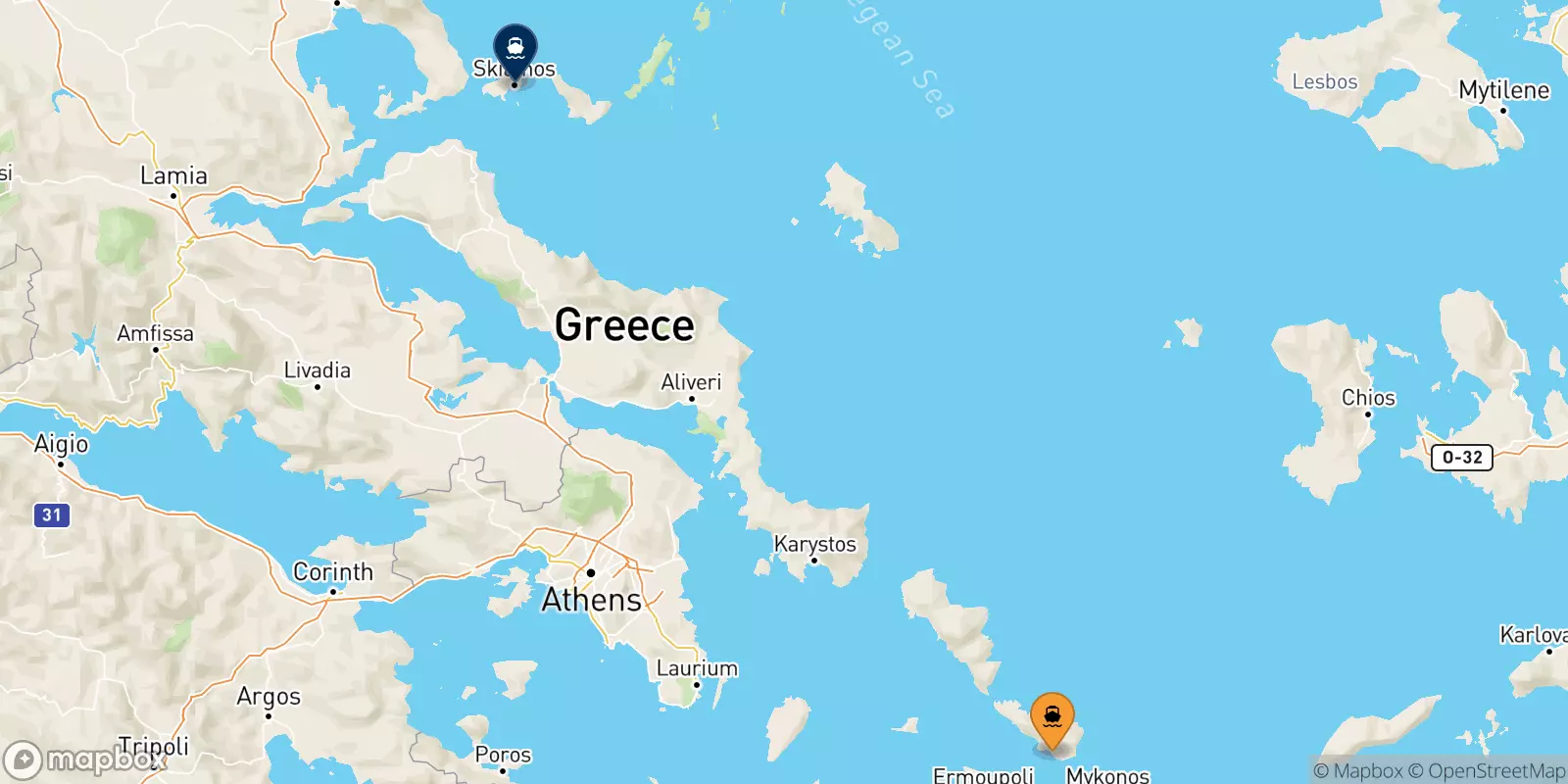 Ferries from Tinos to the Sporades Islands